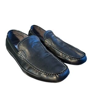 Steve Madden Mens Novack Black Leather Loafers Slip-On Moc Toe Casual Shoes 11.5